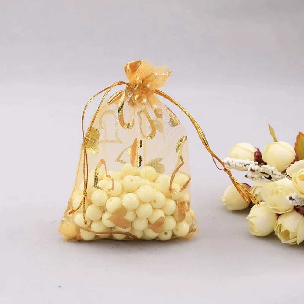 Organza Pouch Gift Bag Colorful Printed Small Drawstring Custom Organza Bag