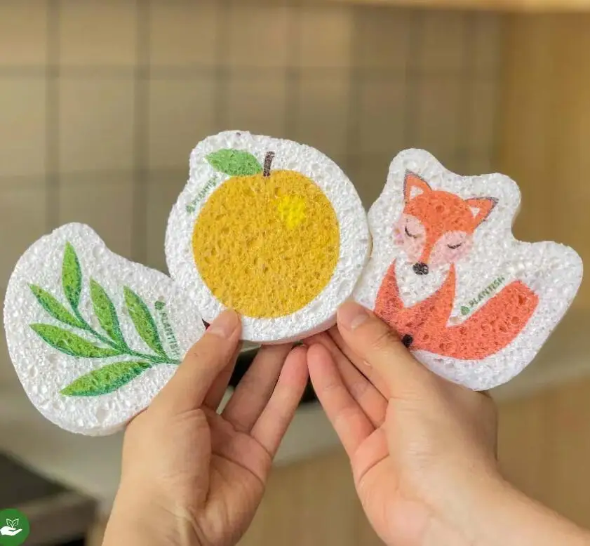 Custom Esponjas Para La Cocina Por Mayor Pop Up Sponge Cellulose Sponge Biodegradable Cocina Kitchen Wood Pulp Sponge