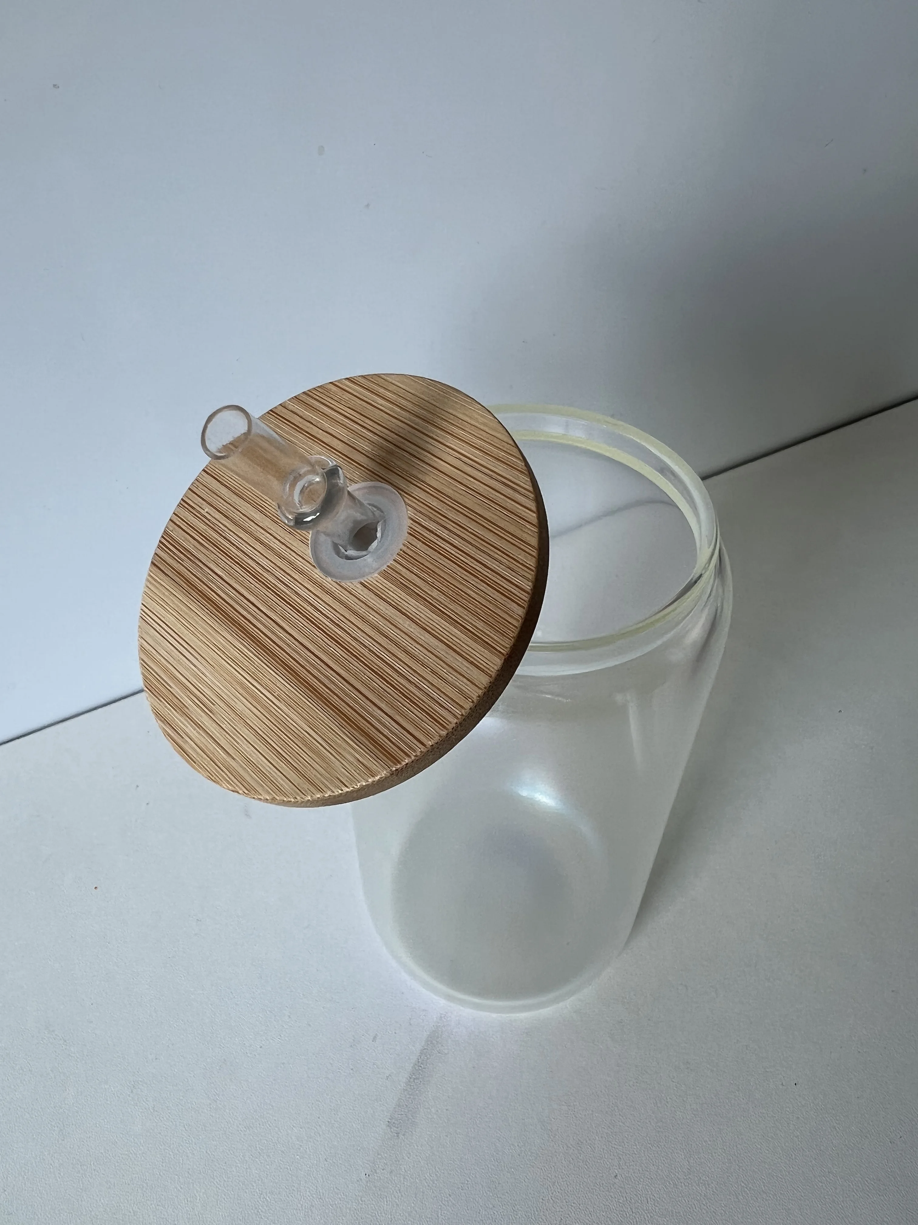 laser gradient drinking juice coke and beer glass can cola cup with bamboo lid and glass straw