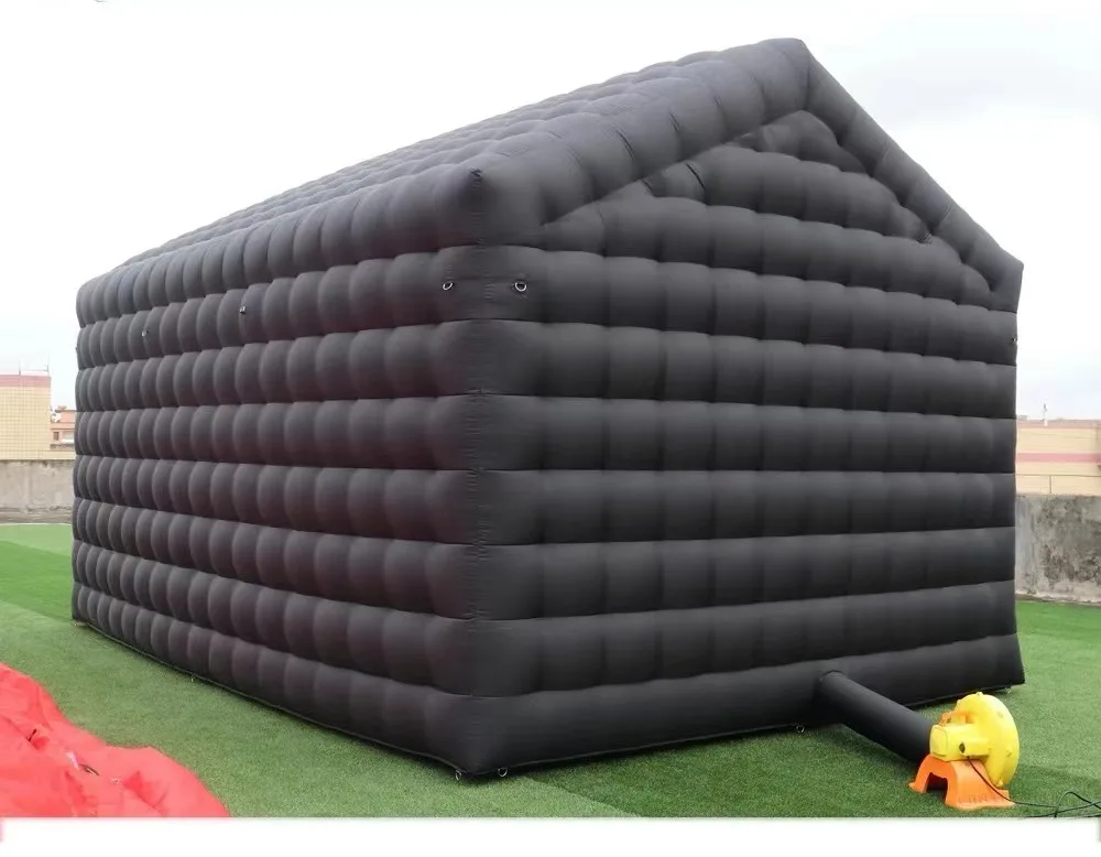 High quality factory direct portable  sales LED light nightclub party cube black inflatable disco tent