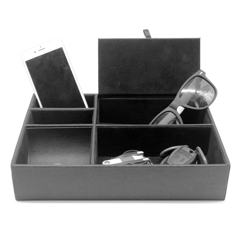 Wholesale 100% Natural New Design Bamboo Desk Organizer, Stationery Pen Pencil Holder desk Organizer Custom Valet Tray