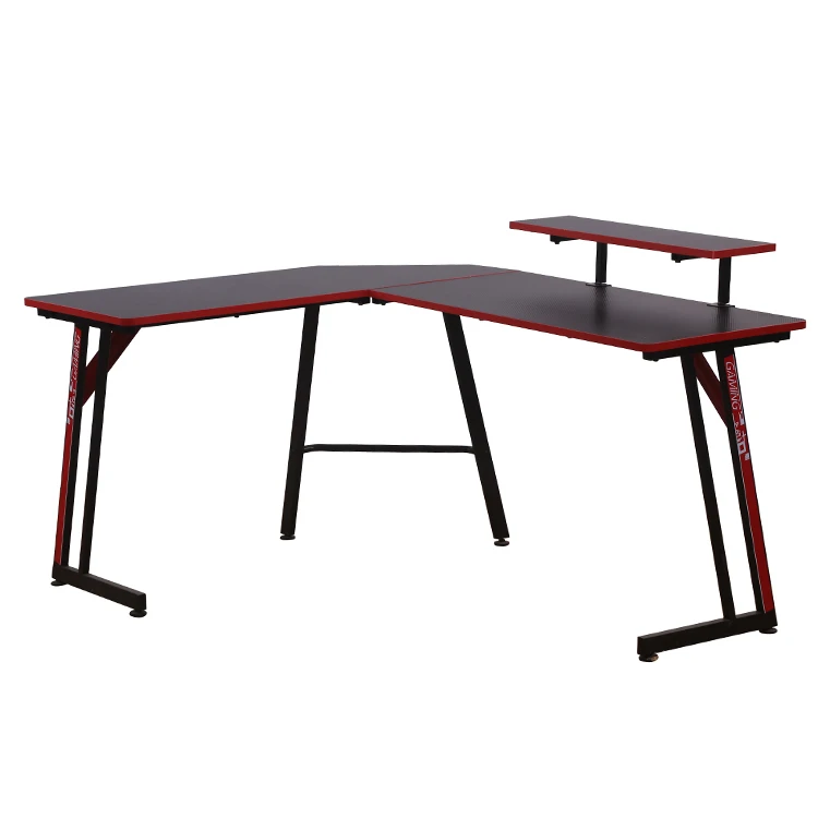 Free Sample Escritorio Bureau De Gamer Pc Antique White Curved Adjustable Gaming Tables Computer Gaming Desk