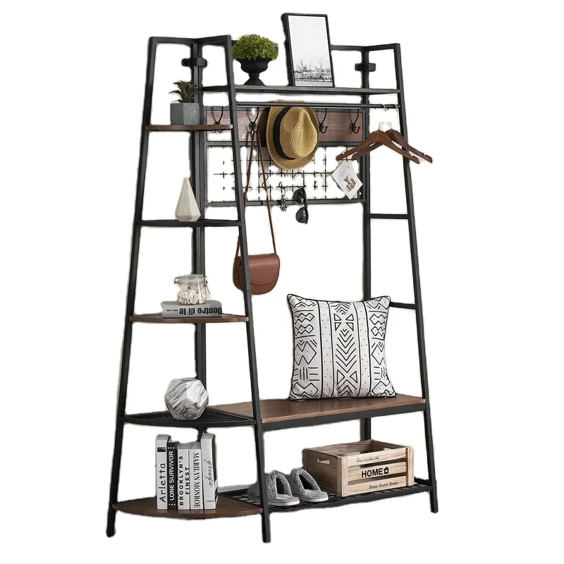 Мебель для спальни, гостиной, деревянный металлический стеллаж для прихожей и пальто, полка для обуви, деревянные подвесные стойки для пальто, подставка со скамьей