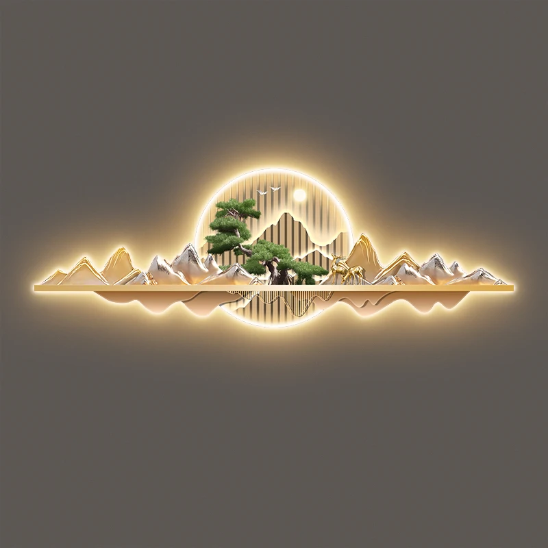 Modern light luxury landscape acrylic family wall decoration painting living room bedroom decoration led light painting