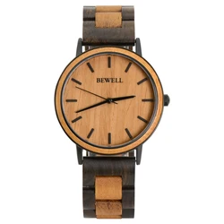 2021 New Arrivals Bewell Wood Watch Metal Case Men Minimalist Watches for Men Wholesales