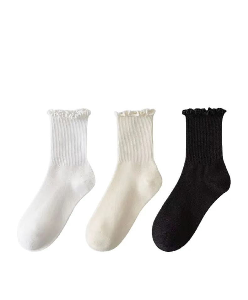 100% Cotton Fashion Embroidery  Custom Logo Ladies Socks Soft Cotton Candy Color Women Tube Preppy Socks