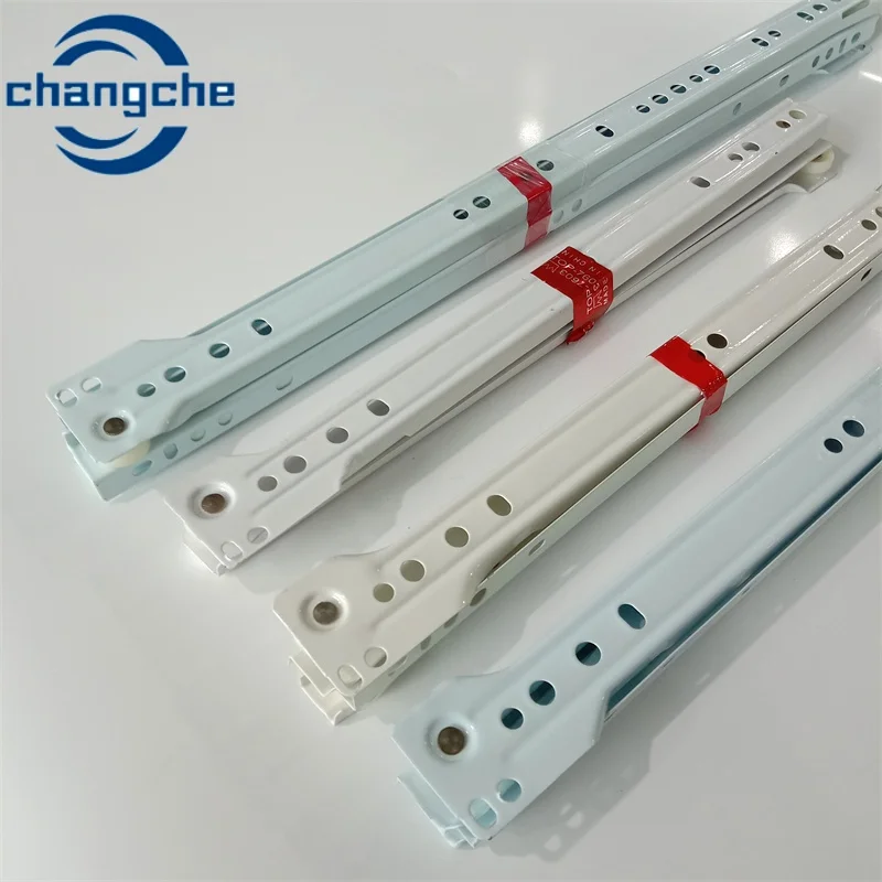 Furniture Accessories Telescopic Channel Rainbow Plating Steel Drawer Slide Kitchen Nylon Wheel Roller drawer slide rail