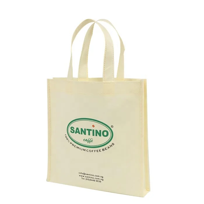 Cheap Custom Tote Bag With Logo Handle TNT PP Beige Non Woven Promotion Shopping Bag