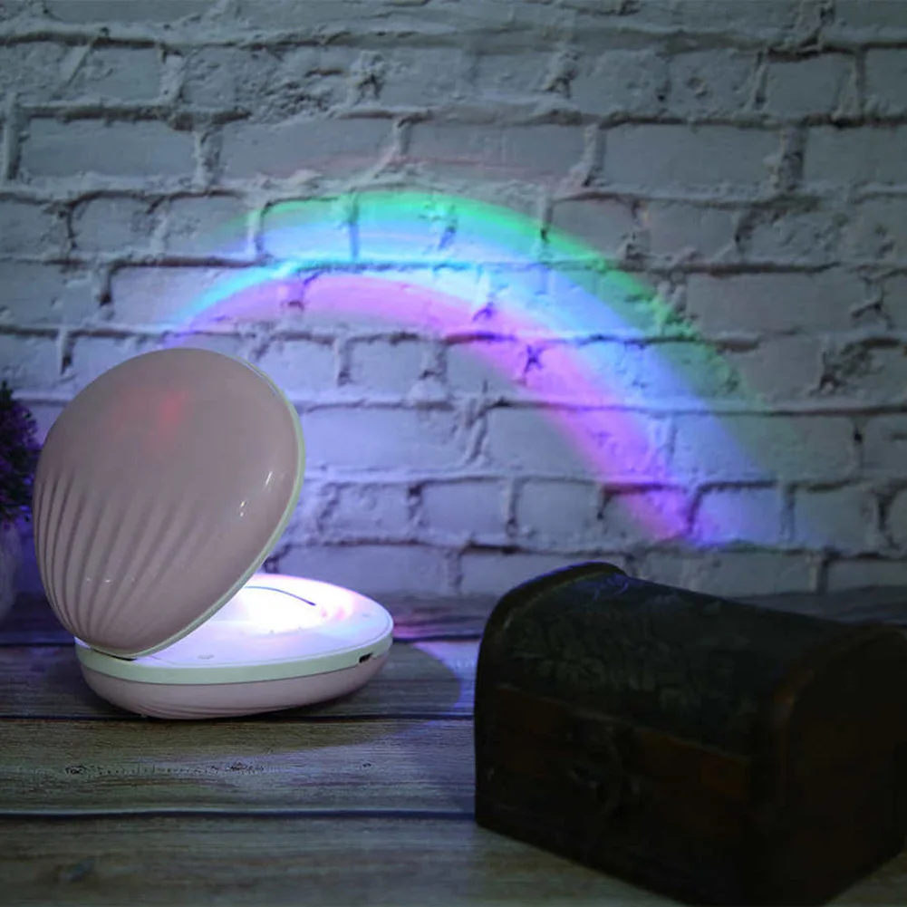 
Rainbow Projection Lamp Colorful LED Night Light Shell Novelty Rechargeable Night Light for Children Kids Gift Romantic Light 
