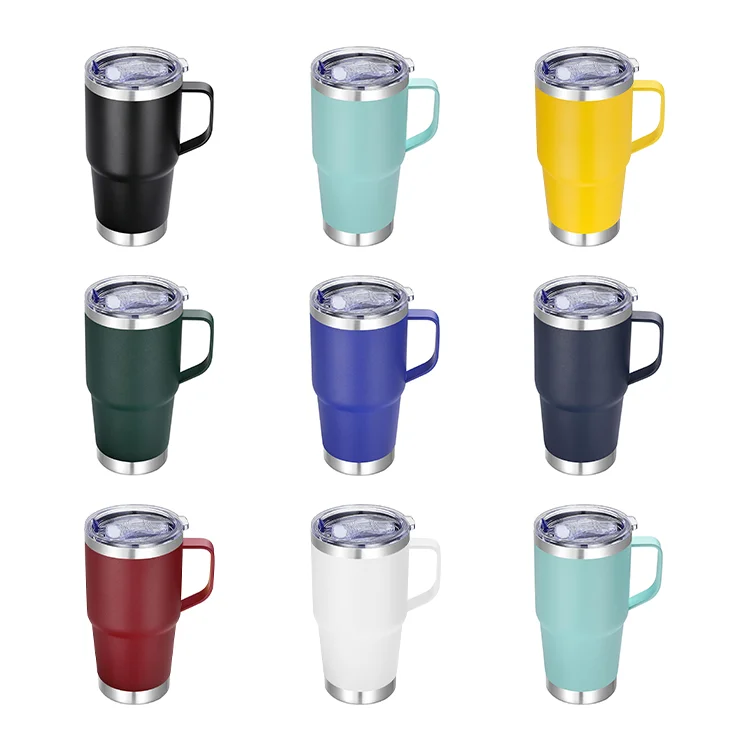 Stainless Steel Tumbler with Handle Metal Insulated Coffee Travel Mug with Handle Double Wall Tumbler Cup with Handle and Lid