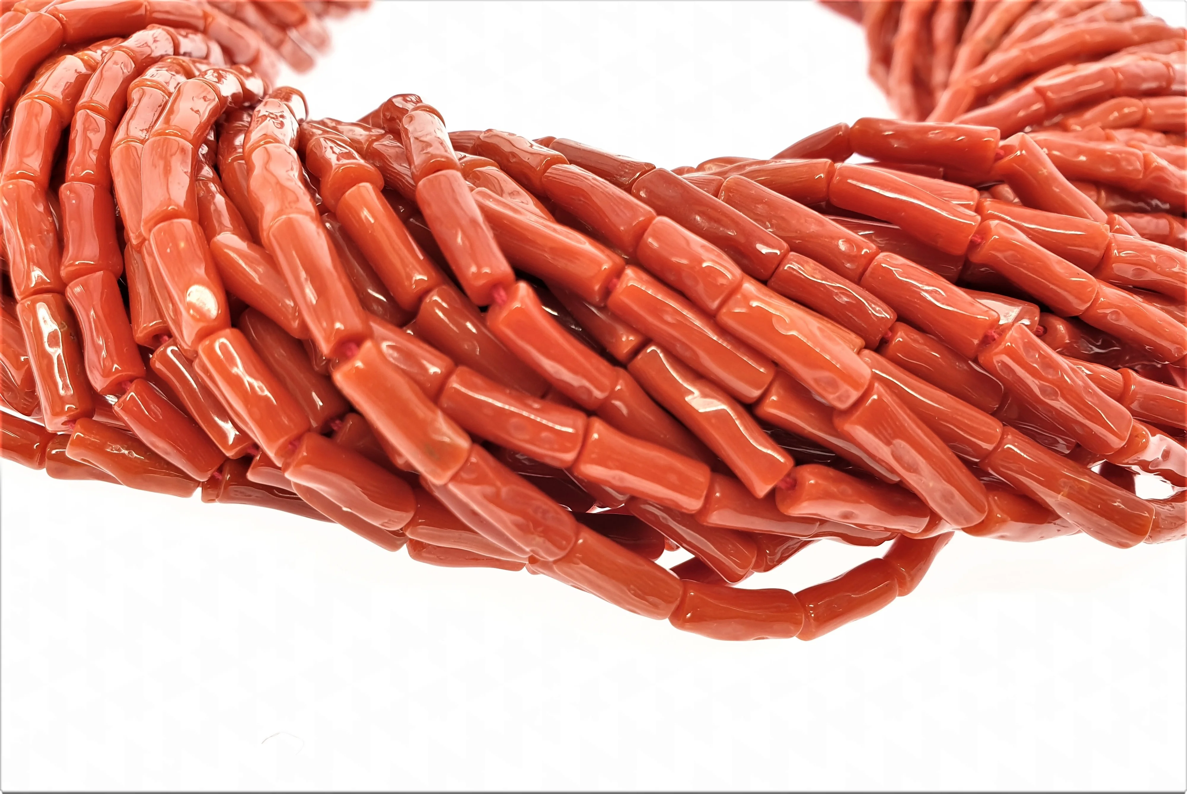 Baroque Tube High Quality Natural Red Jewelry Making Strand Natural Italian Coral 3x6.5mm