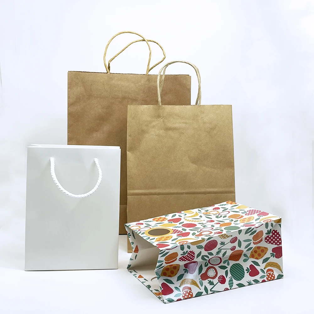 Custom packaging sac sacola for small businesses bags sac kraft white food bolsa papel paper shopping bag with your own logo