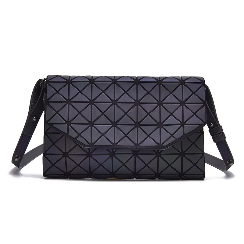 girls glow in the dark luminous rhombus PU leather holographic reflective sling crossbody envelope shoulder satchel purse bags