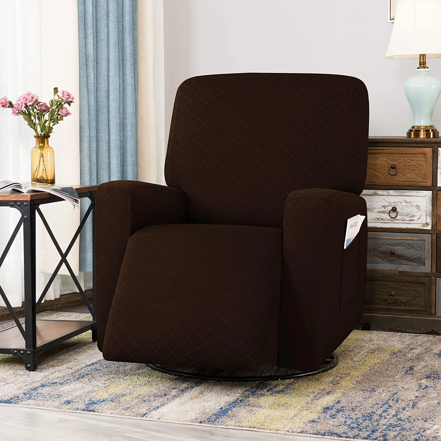 Jacquard Fabric Stretch Armchair Cover Couch Cover Diamond Recliner Sofa Cover for Office Home