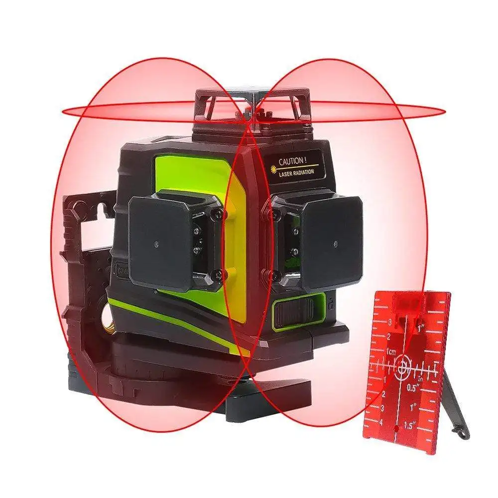 Huepar GF360R 12 Lines 3D Cross Line Laser Level Self-Leveling 360 Degree Vertical& Horizontal Red Beam