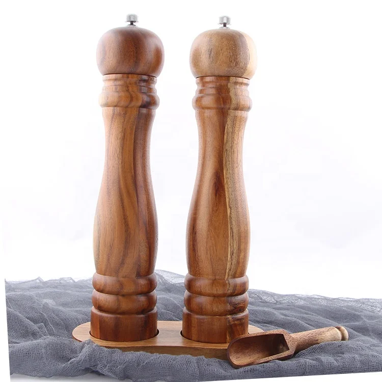Premium Salt and Pepper Grinder Set , Refillable Salt and Pepper With Engrave The Knob S and P Adjustable Grinder Set