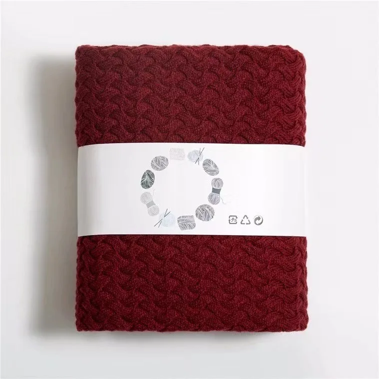 Good quality new design knitted customised living room merino military wool blanket for winter mexican