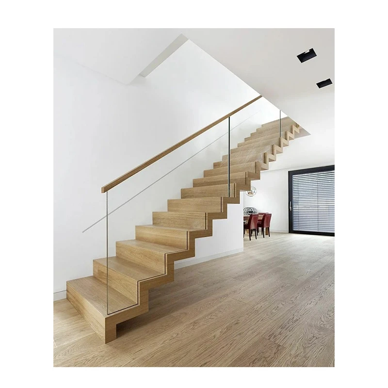 New Fashion Indoor Modern Wooden Stringer Staircase Solid Wood Step Staircase Indoor Wood Treads Stairs For House