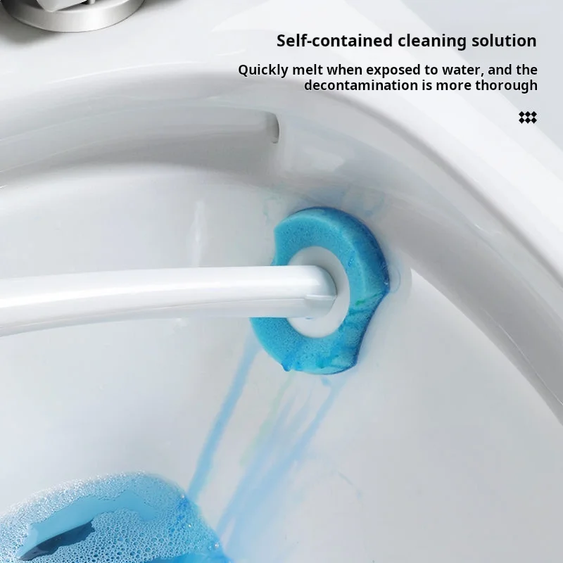 Toilet Bowl Wand Cleaner With Sponge Head Wall-mount Free Punch Disposable Toilet Brush With Soap Dispenser