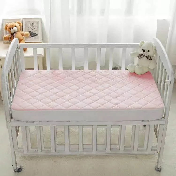 Premium Crib Mattress Pad Bamboo Quilted Fitted Bed Sheet Terry Waterproof Hypoallergenic Protector