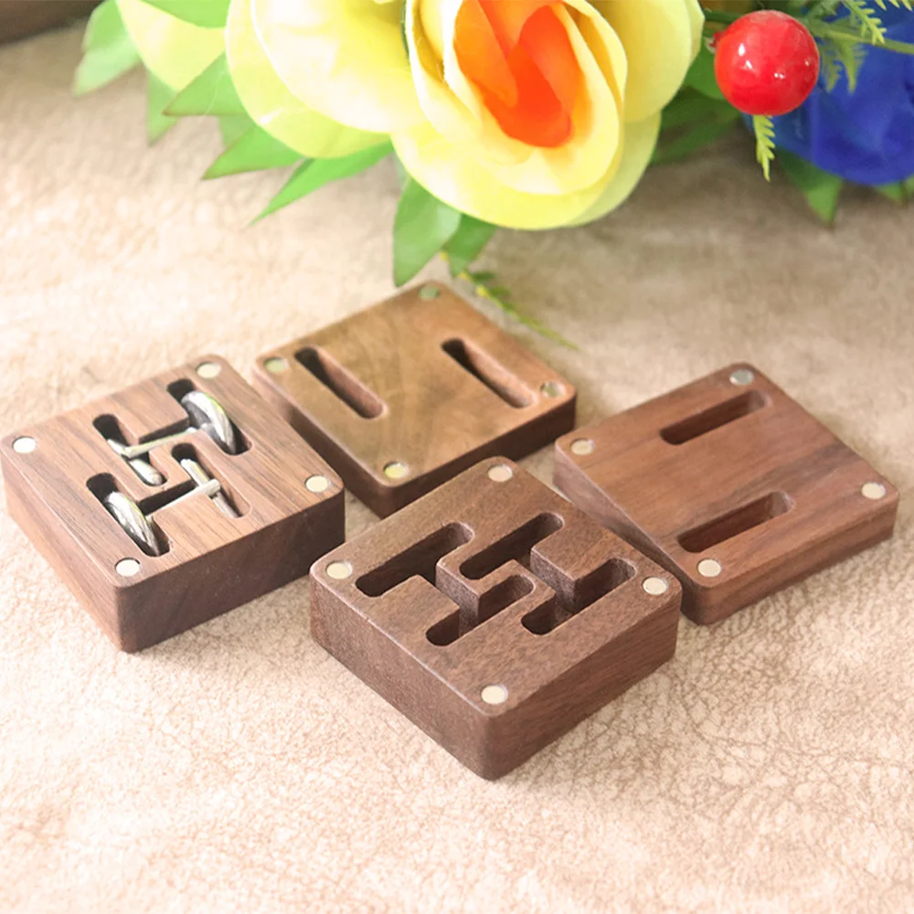 High-quality Black Walnut Packaging Box with Top and Bottom Lid High-grade Magnetic Laser Cufflink Button Storage Gift