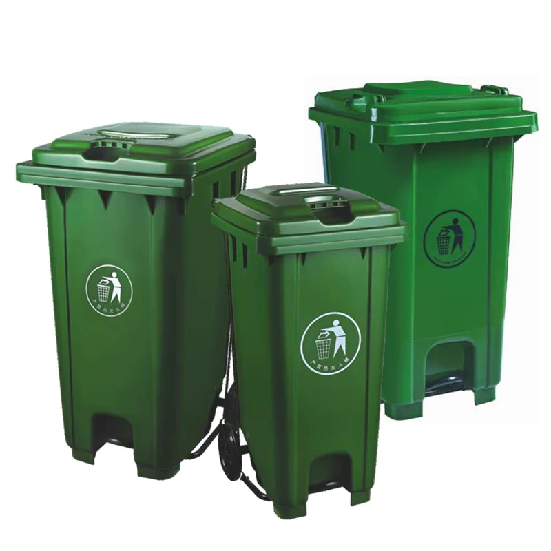 Factory 100L 120L 240L customized plastic step on waste container recycle waste bin with wheels