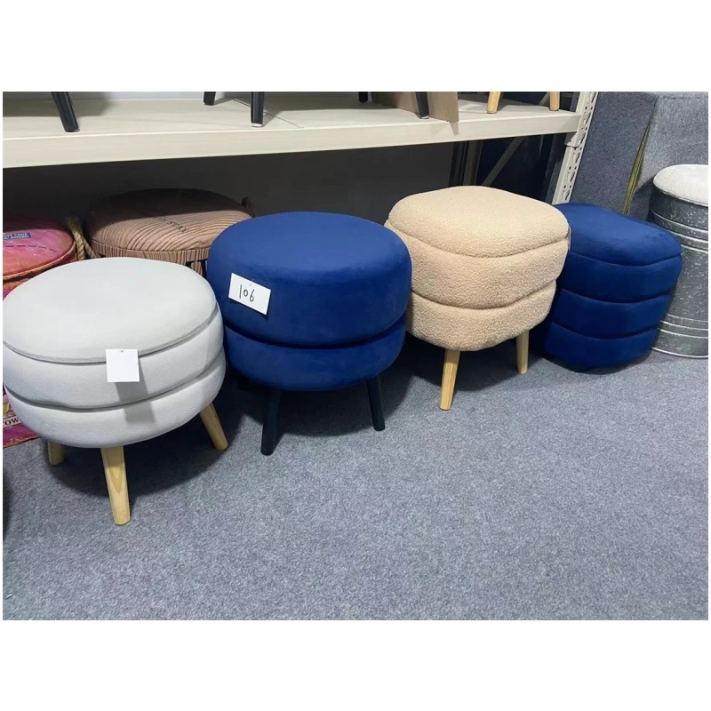Fuzhou Fytch Mushroom Storage Ottoman Stool with Removable Lid Pouf Shaped Ottoman Wooden Cute Footstool Storage Stool