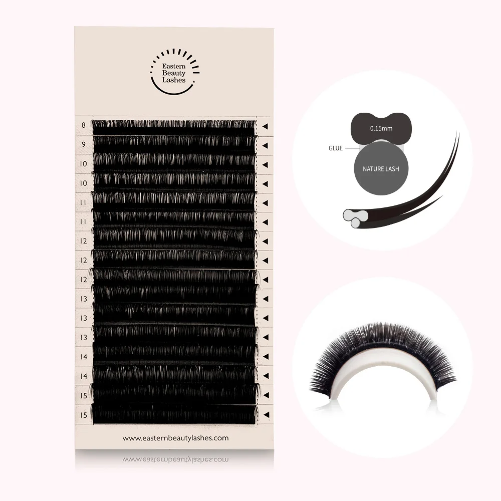 Wholesale Double Tips Matte Black Cashmere Classic Individual Eyelash Extensions Silk Lash Tray Extensions Ellipse Flat Lashes