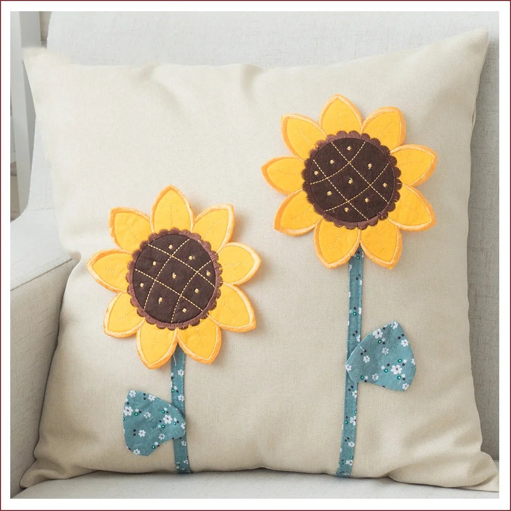 cotton oriental white applique work lace cushion cover