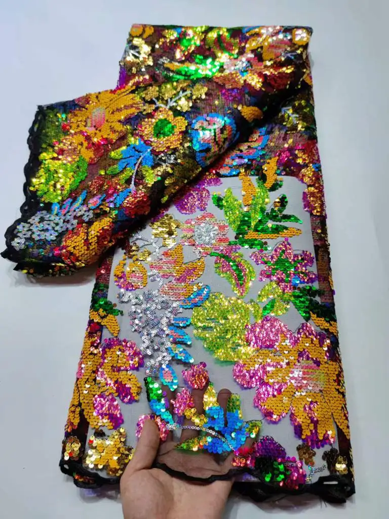 KYY154 Nigerian Net Tulle Lace Fabric With Sequins For Wedding 2022