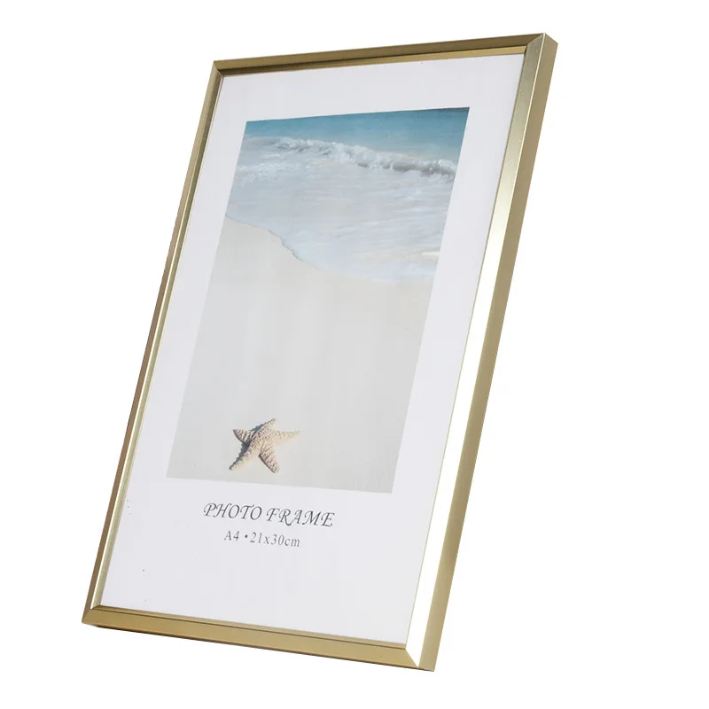 America market hotsale wall decor A0 A1 A2 A3 A4 8X10 11X14 inch Metal Aluminum Gold  picture Frame Glass or Plexigla