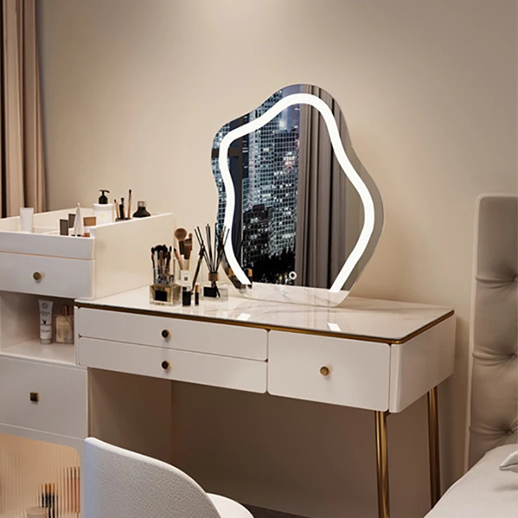 Modern Stylish Smart Touch Screen Wavy Cloud Make Up Mirror with Led Light