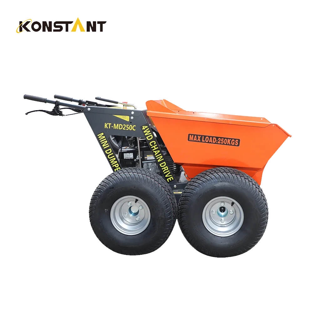 Low price load 250kg gasoline engine 4x4 self-loading fullway garden dump mini track dumper for transport work