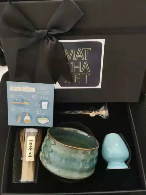 High Quality Porcelain Matcha Green Tea Powder Bamboo Whisk Set Traditional Modern Chinese Home Office Restaurant Use Christmas