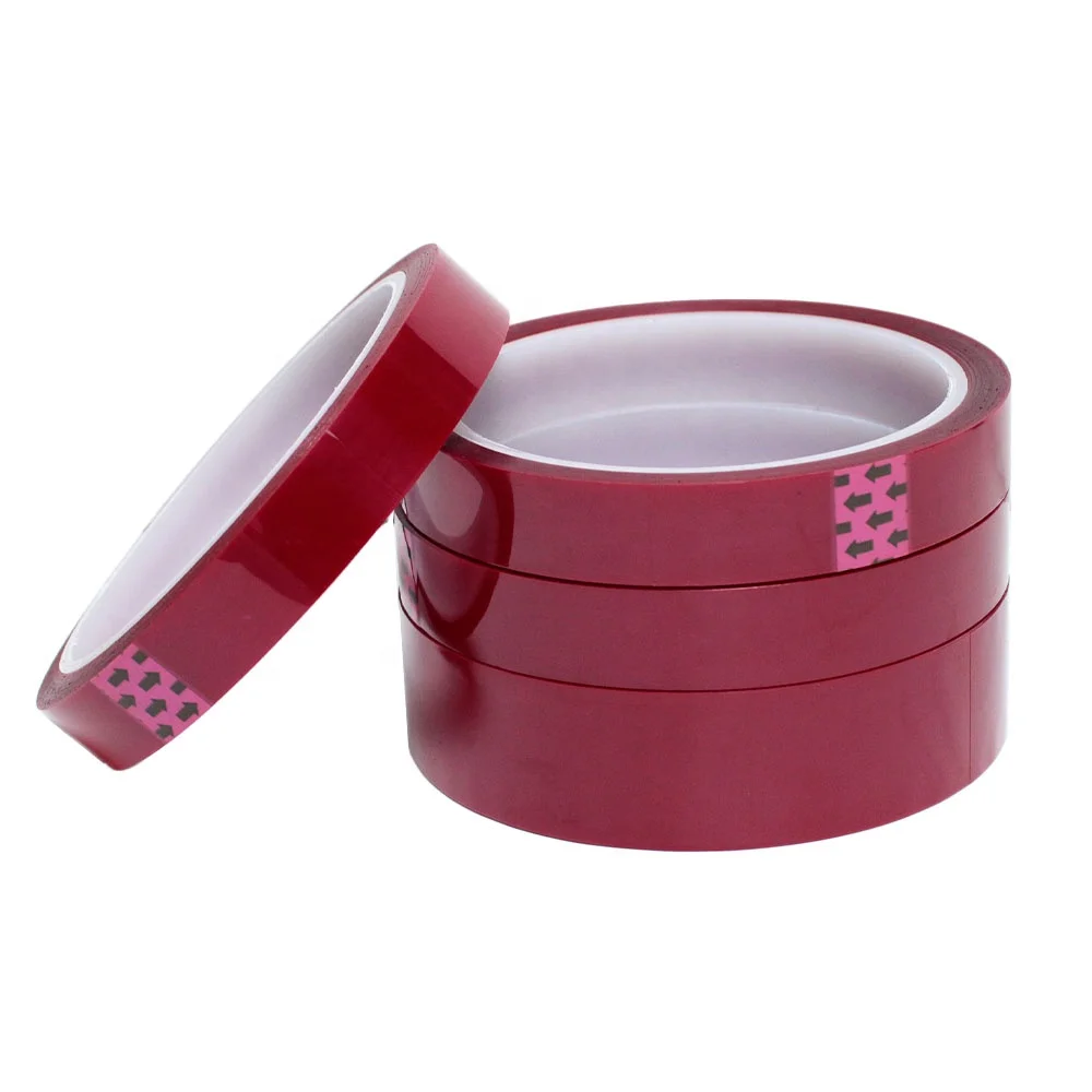 3- Red Color Kaptons PET Polyester Film with Silicone Glue Self Adhesive Epoxy Resin Powder Coating Anodizing Masking Tape