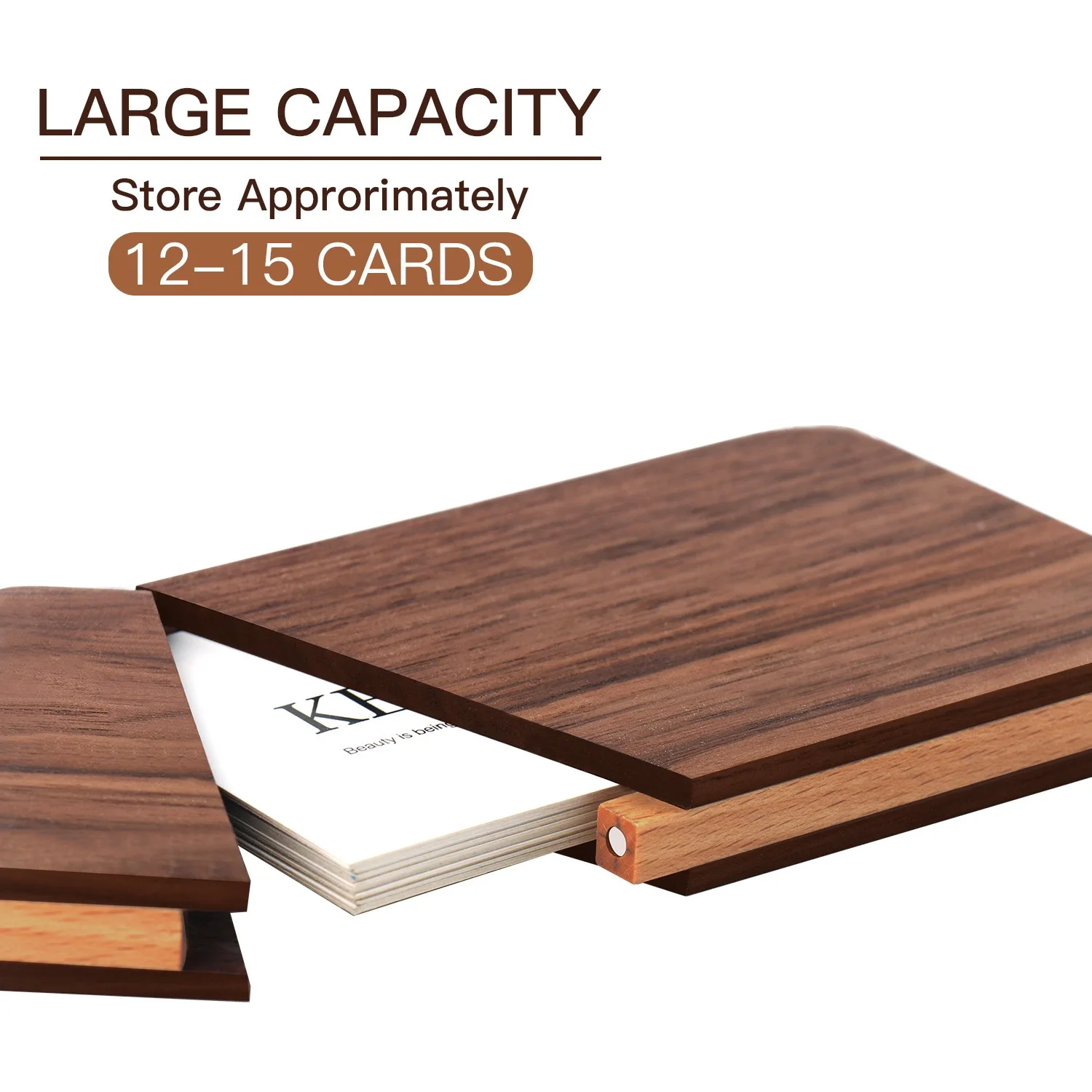 Black Walnut Portable Wooden Business Card Box, Business Gift Card Holder, Ultra Thin Business Card Box with Engraving Features