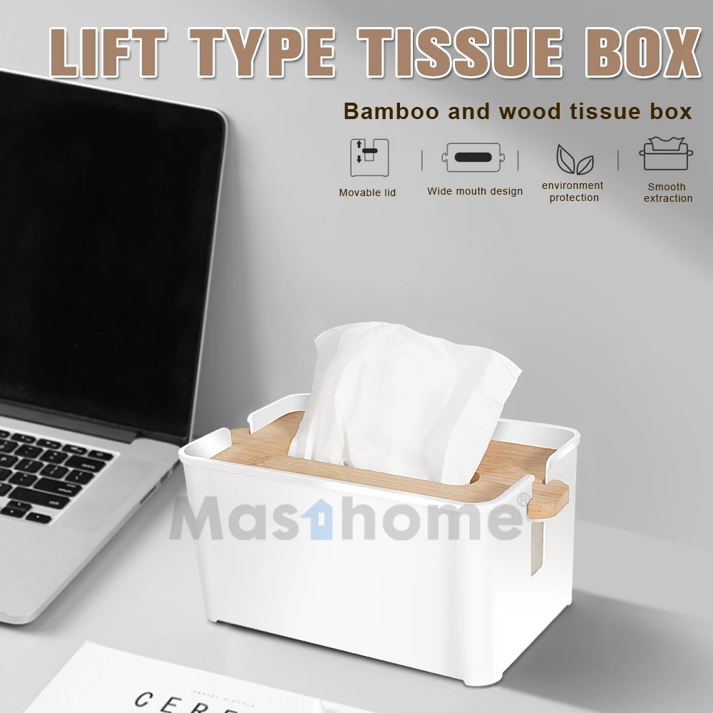 Masthome Wholesale OEM Eco Friendly Natural Square Custom Printed Tissue Box Napkin Holder Tissue Holder For Kitchen