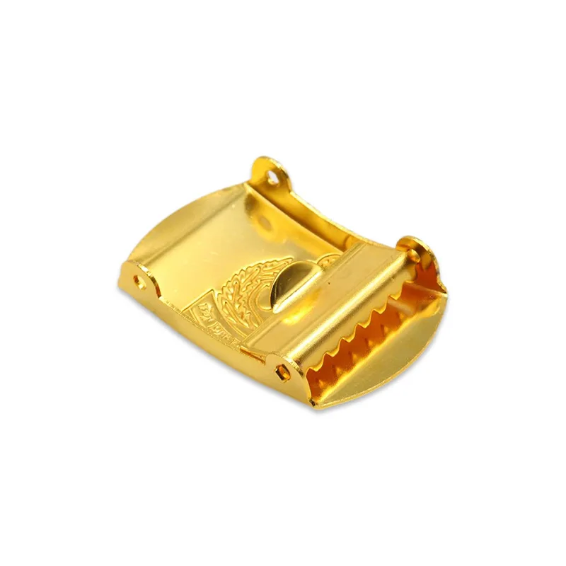 Customize Embossed Logo Solid Copper Golden Shiny Slide Pure Brass Buckle for Web Fabric Canvas Belt
