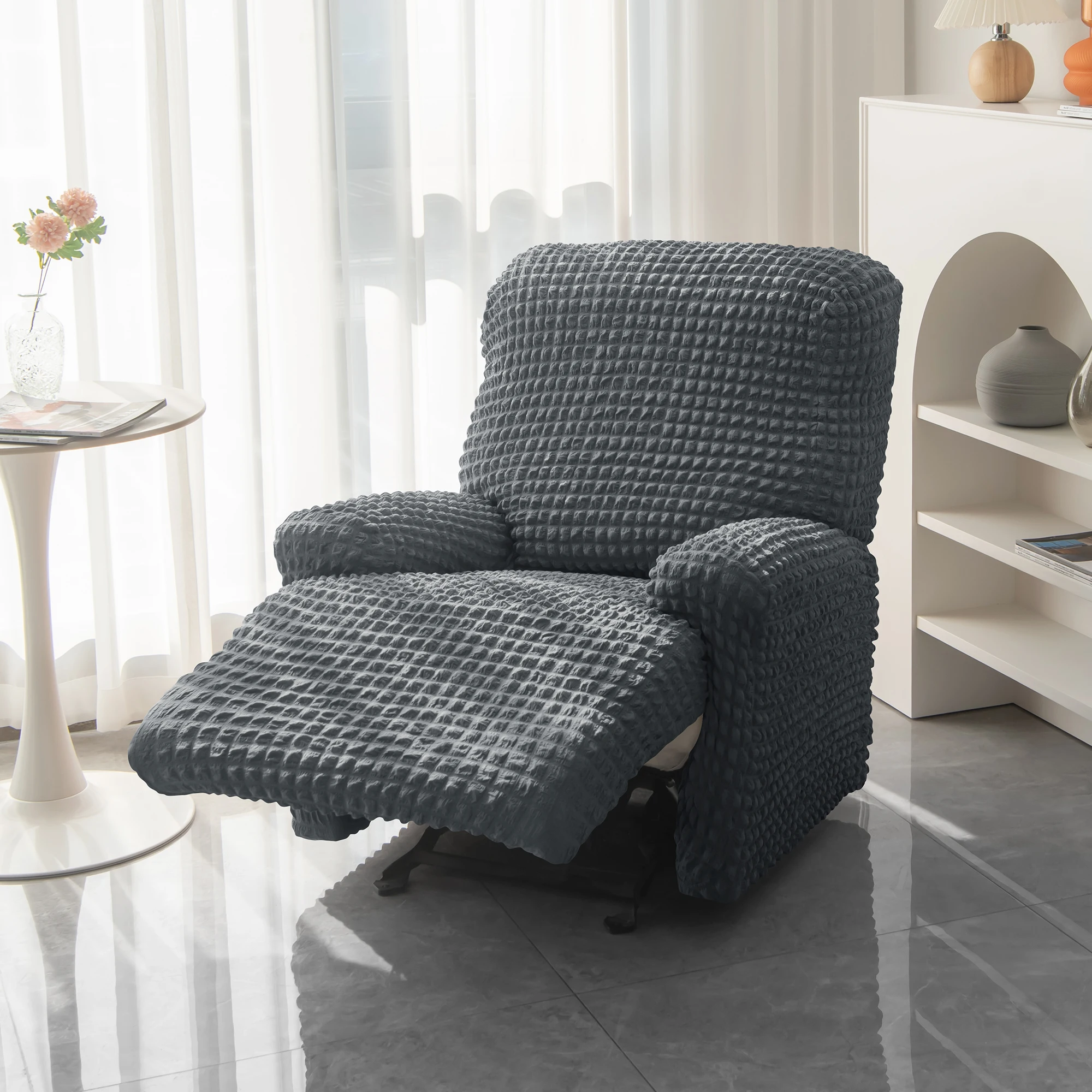 High Quality Sweat-proof Dust-proof All Surrounded Bubble Elastic 1 Seat Solid Color Chivas Cushion Sofa Cover For Living Room