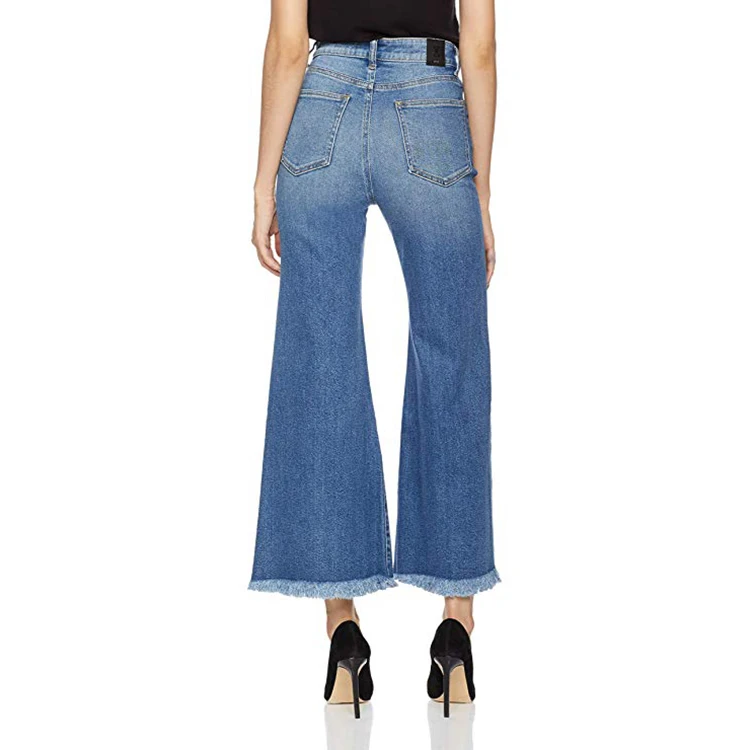 Europe new style Fashion Jean Pants Women Tassel bottom wide leg flare Ladies Jeans High Waist Wholesale