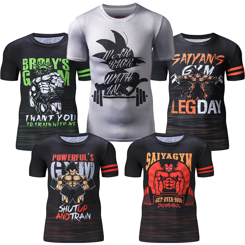 Wholesale Short Sleeve Tshirts Camiseta De Anime De Goku 3d Graphic T Shirt Oversized Cartoon Clothing Men Anime T-shirts