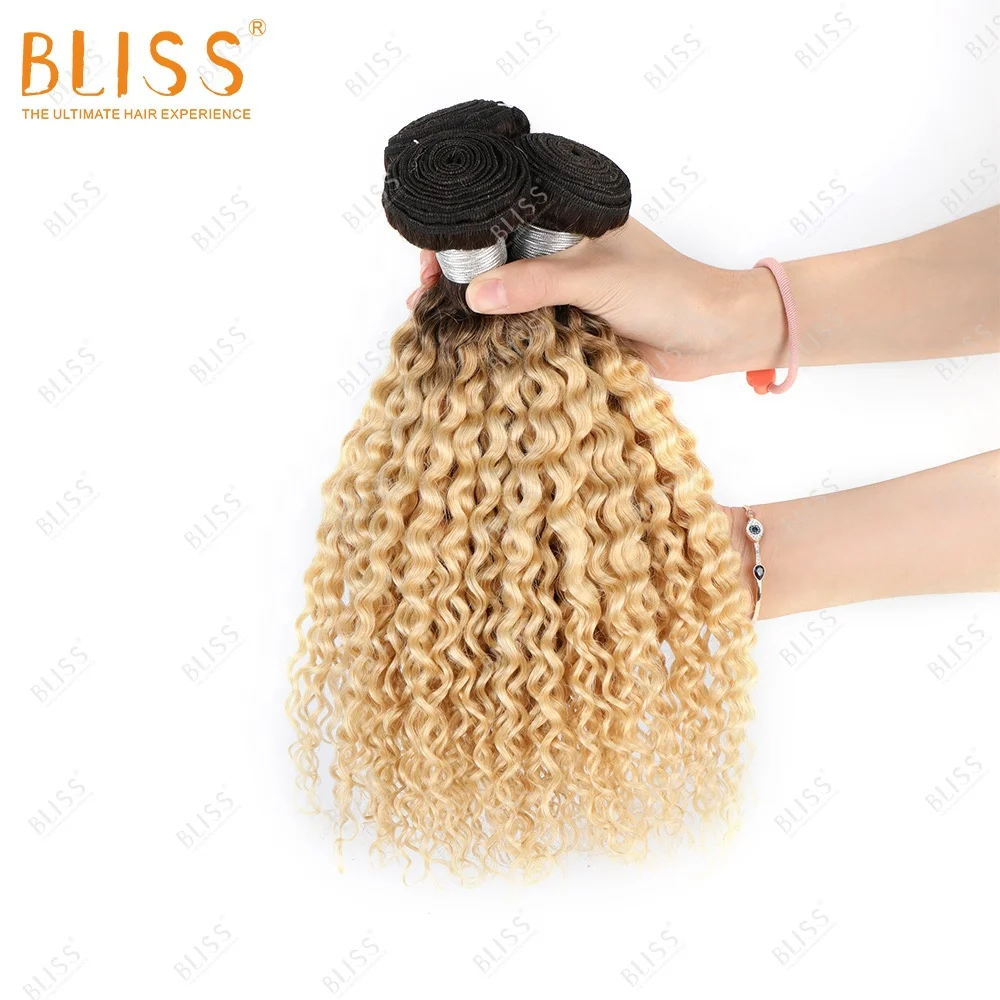 Bliss Blonde 1b613 Hair Bundles Vendor Kinky Curly Mongolian Weave Double Weft Vietnamese Hair Bundle