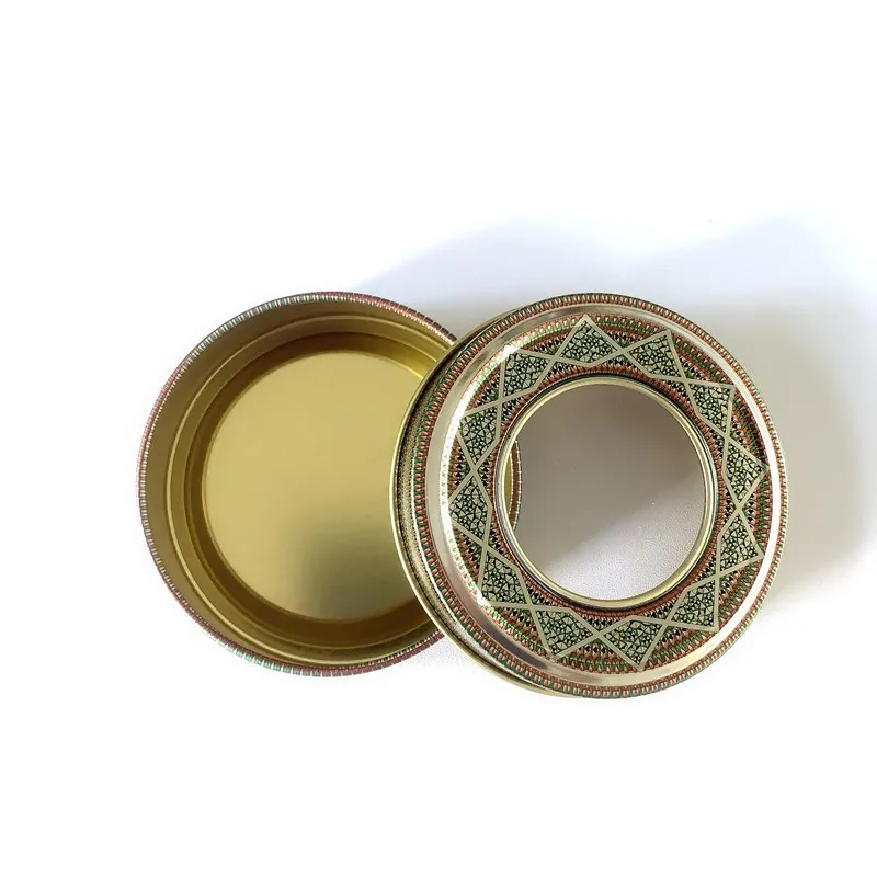 Empty Round 1g 2g Saffron Packaging Gold Metal Saffron Tin Boxes with Clear Window Lid
