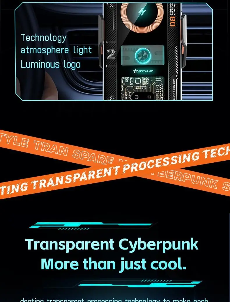 T8 Wireless15W Qi Fast Charging Phone Holder Mount Auto-Clamping Alignment Windshield Dashboard Air Vent Cell Phone Holder