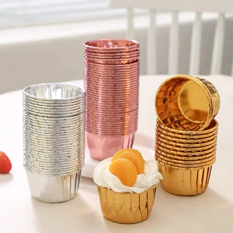 Good Quality Customized Food Grade Aluminum Foil Paper Coating Rolled-rim Baking Cup Disposable Muffin Cups