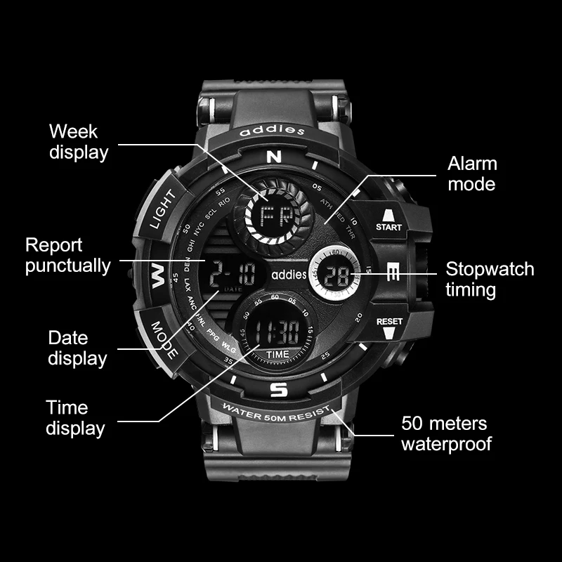 aidis cheap large display  other 30m waterproof sport fashion  Digital Watches for men own logo alibaba.com
