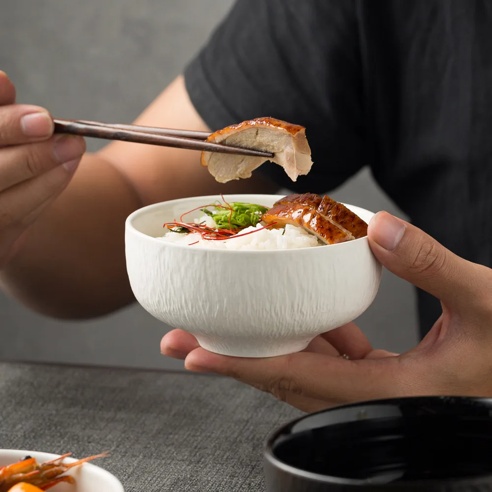 Big capacity ceramic cereal bowls round ceramic white porcelain bowls household dinner serving salad custard soups rice bowl