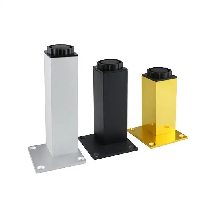 Black And Gold Square Aluminium Sofa Foot Sofa Legs Square Tube Sofa Feet And Height Adjustable Table Feet
