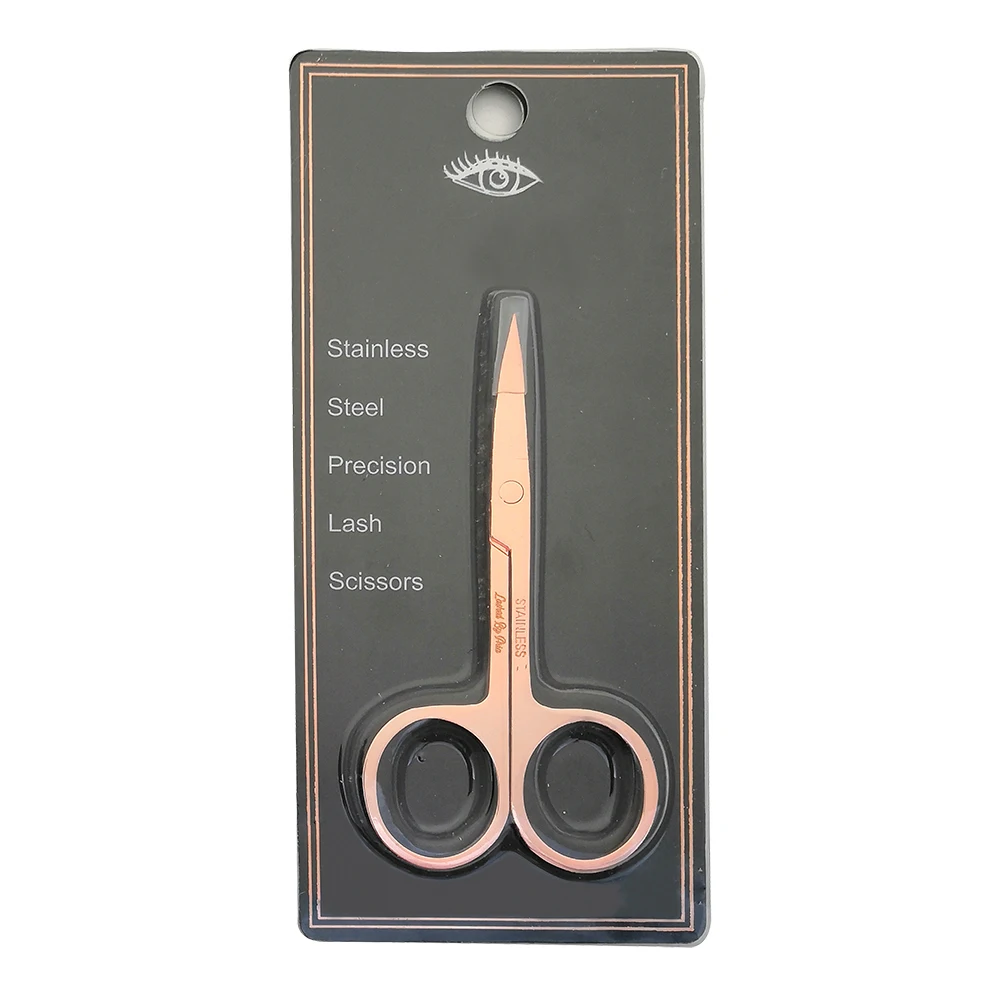 Muting Make Your Brand Eyelashes Scissors Stainless Steel Mini Eyebrow Scissors With Custom Logo Packaging