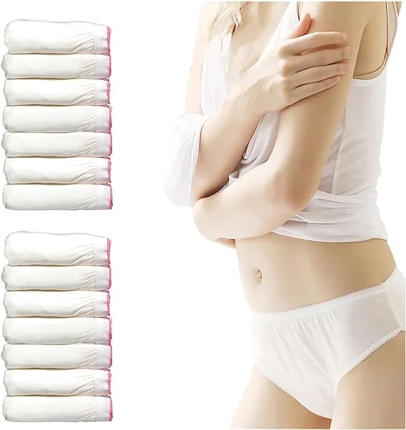 Women Disposable  White Cotton Underwear Travel Panties Disposable Underwear Disposable Breathable Briefs for Women Girls